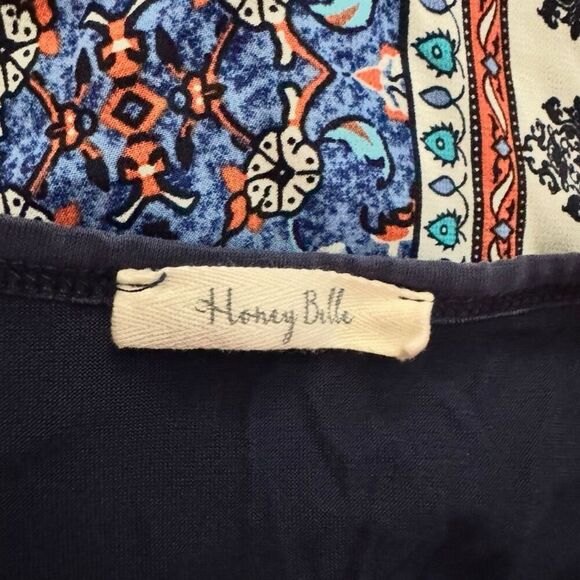 Honey Belle Navy Mixed Print Sleeveless Tank Top Women’s Medium - Picture 3 of 4